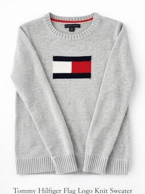 Tommy Hilfiger Flag Logo Knit Sweater | Grey | XS | Classic Crewneck